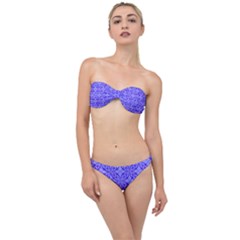 Decor Pattern Blue Curved Line Classic Bandeau Bikini Set