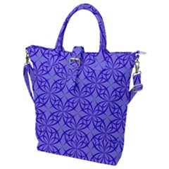 Decor Pattern Blue Curved Line Buckle Top Tote Bag