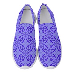 Decor Pattern Blue Curved Line Women s Slip On Sneakers