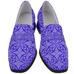 Decor Pattern Blue Curved Line Women s Chunky Heel Loafers