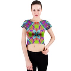 Farbenpracht Kaleidoscope Pattern Crew Neck Crop Top