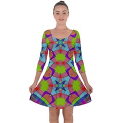 Farbenpracht Kaleidoscope Pattern Quarter Sleeve Skater Dress