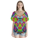 Farbenpracht Kaleidoscope Pattern V-Neck Flutter Sleeve Top View1