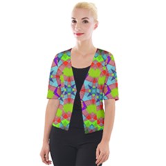 Farbenpracht Kaleidoscope Pattern Cropped Button Cardigan by Pakrebo