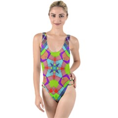 Farbenpracht Kaleidoscope Pattern High Leg Strappy Swimsuit