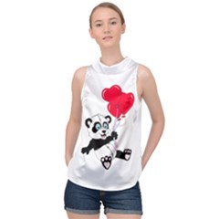 Panda Valentine High Neck Satin Top