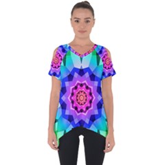 Ornament Kaleidoscope Cut Out Side Drop Tee by Pakrebo