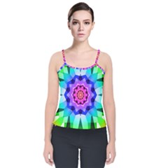 Ornament Kaleidoscope Velvet Spaghetti Strap Top