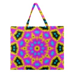 Background Fractal Structure Zipper Large Tote Bag by Pakrebo