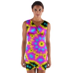 Background Fractal Structure Wrap Front Bodycon Dress by Pakrebo