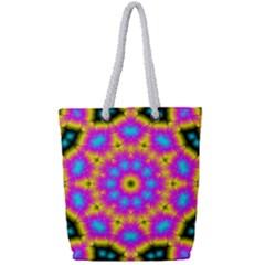 Background Fractal Structure Full Print Rope Handle Tote (small) by Pakrebo