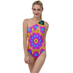 Background Fractal Structure To One Side Swimsuit