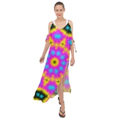 Background Fractal Structure Maxi Chiffon Cover Up Dress