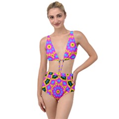 Background Fractal Structure Tied Up Two Piece Swimsuit