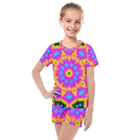 Background Fractal Structure Kids  Mesh Tee And Shorts Set by Pakrebo