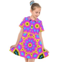 Background Fractal Structure Kids  Short Sleeve Shirt Dress by Pakrebo