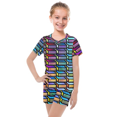 Pattern Background Creativity Kids  Mesh Tee And Shorts Set by Pakrebo