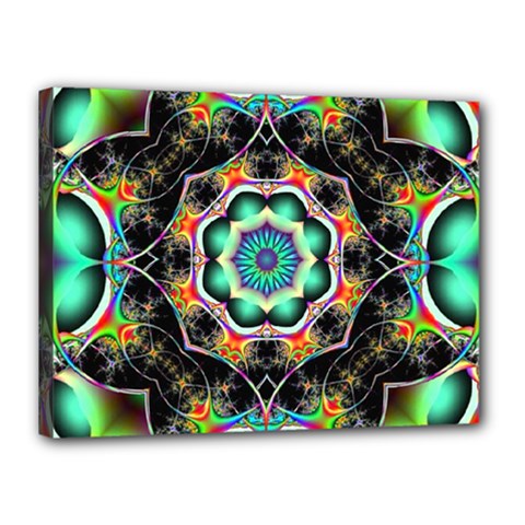 Fractal Chaos Symmetry Psychedelic Canvas 16  X 12  (stretched) by Pakrebo