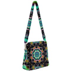 Fractal Chaos Symmetry Psychedelic Zipper Messenger Bag