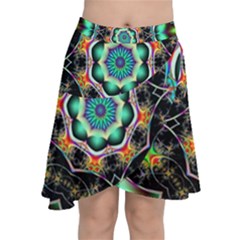 Fractal Chaos Symmetry Psychedelic Chiffon Wrap Front Skirt by Pakrebo