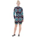 Fractal Chaos Symmetry Psychedelic Button Long Sleeve Dress View2