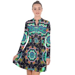 Fractal Chaos Symmetry Psychedelic Long Sleeve Panel Dress