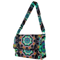 Fractal Chaos Symmetry Psychedelic Full Print Messenger Bag by Pakrebo