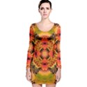 Fractals Graphic Fantasy Colorful Long Sleeve Velvet Bodycon Dress View1