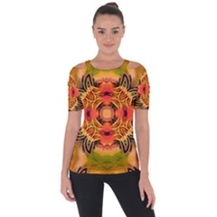 Fractals Graphic Fantasy Colorful Shoulder Cut Out Short Sleeve Top by Pakrebo