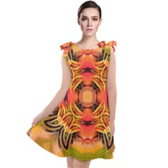 Fractals Graphic Fantasy Colorful Tie Up Tunic Dress