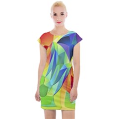 Modern Art Fractal Background Cap Sleeve Bodycon Dress