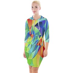 Modern Art Fractal Background Quarter Sleeve Hood Bodycon Dress