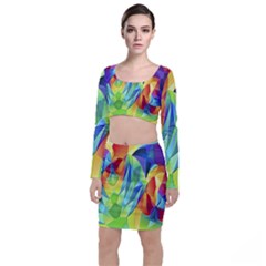 Modern Art Fractal Background Top And Skirt Sets