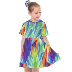 Modern Art Fractal Background Kids  Sailor Dress