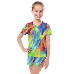 Modern Art Fractal Background Kids  Mesh Tee And Shorts Set