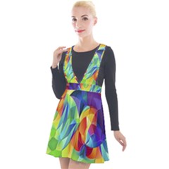 Modern Art Fractal Background Plunge Pinafore Velour Dress