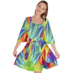 Modern Art Fractal Background Velour Kimono Dress