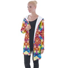 Pattern Tile Background Image Deco Longline Hooded Cardigan