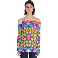 Pattern Tile Background Image Deco Off Shoulder Long Sleeve Top