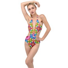 Pattern Tile Background Image Deco Plunging Cut Out Swimsuit by Pakrebo