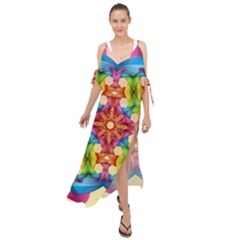 Pattern Tile Background Image Deco Maxi Chiffon Cover Up Dress