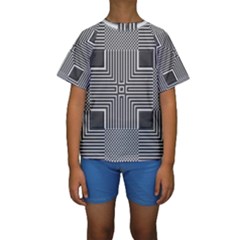 Construction Background Geometric Kids  Short Sleeve Swimwear by Pakrebo