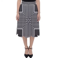 Construction Background Geometric Classic Midi Skirt