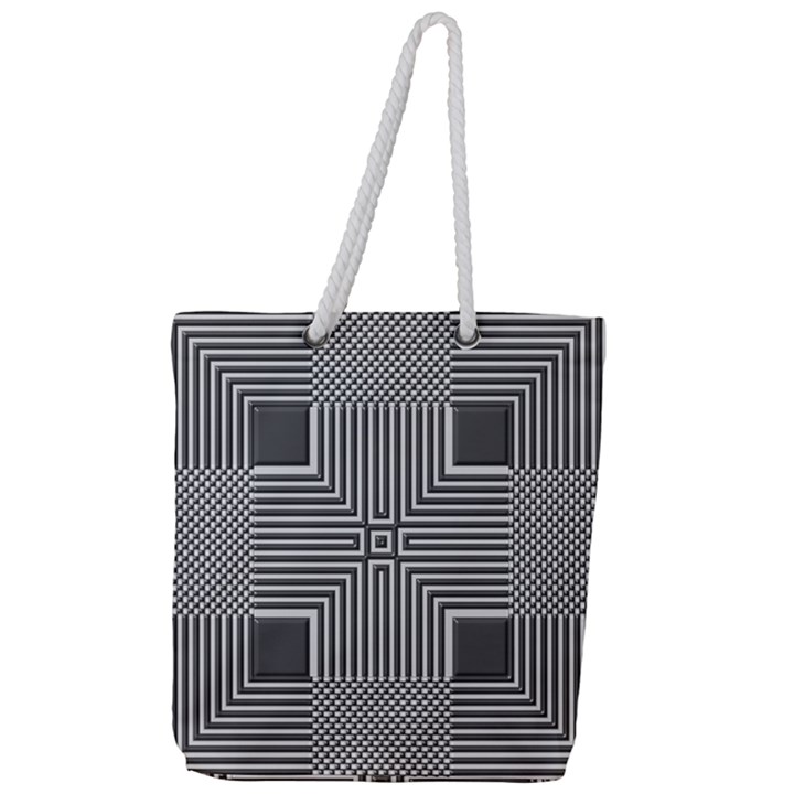 Construction Background Geometric Full Print Rope Handle Tote (Large)