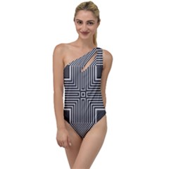 Construction Background Geometric To One Side Swimsuit