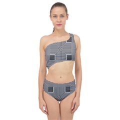 Construction Background Geometric Spliced Up Two Piece Swimsuit