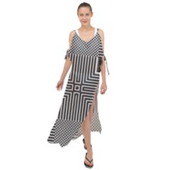 Construction Background Geometric Maxi Chiffon Cover Up Dress by Pakrebo