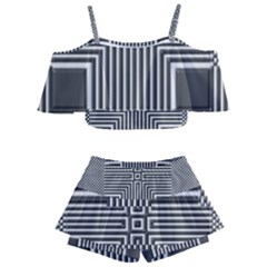 Construction Background Geometric Kids  Off Shoulder Skirt Bikini by Pakrebo