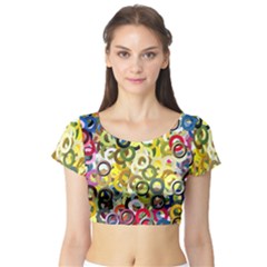 Pattern Background Abstract Color Short Sleeve Crop Top by Pakrebo