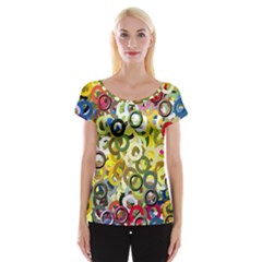 Pattern Background Abstract Color Cap Sleeve Top by Pakrebo